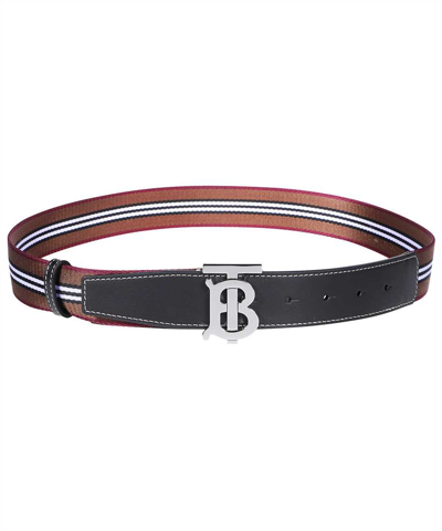 Shop Burberry Icon Stripe Webbed Jacquard Tb Belt In Brown