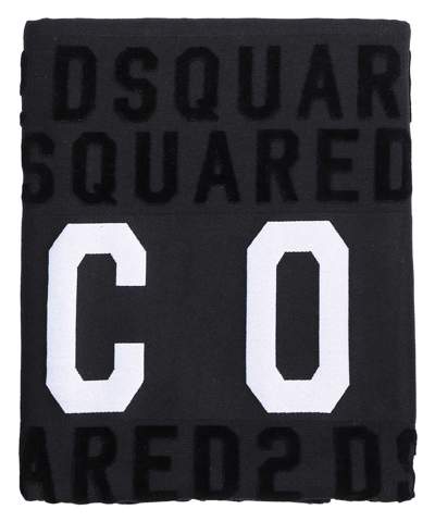 Shop Dsquared2 Be Icon Beach Towel In Black