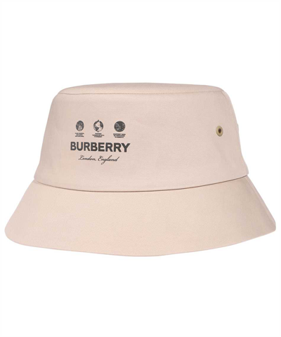 Shop Burberry Logo-print Bucket Hat In Beige