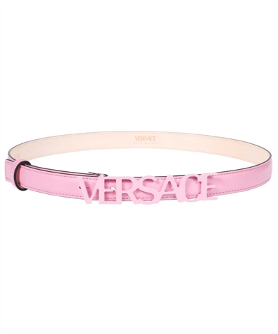 Shop Versace Logo Belt In Pink