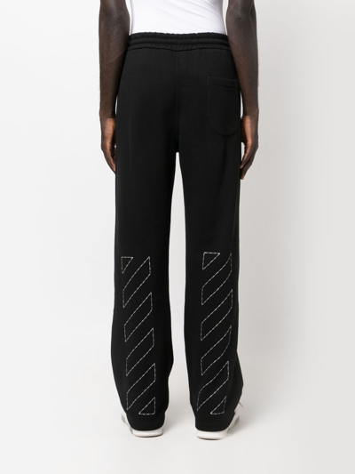 Shop Off-white Diag-embroidered Cotton Track Pants In Black
