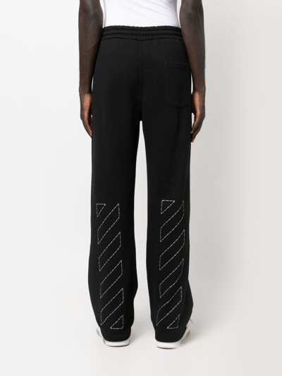 Off-white Diag-embroidered Cotton Track Pants In Black