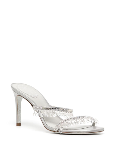 René Caovilla Embellished Chandelier Mules 80 In Silver