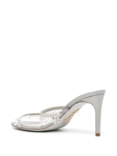 René Caovilla Embellished Chandelier Mules 80 In Silver