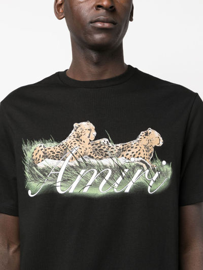 Shop Amiri Cheetah Logo-print Cotton T-shirt In Black