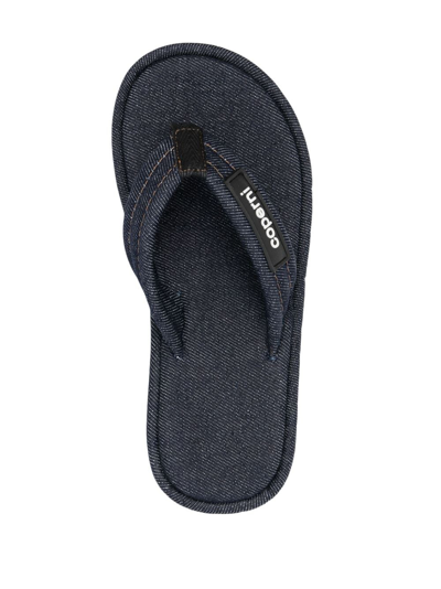 Shop Coperni 100mm Logo-patch Denim Sandals In Blue
