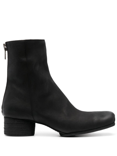 Shop Uma Wang 30mm Zip-up Leather Ankle Boots In Black