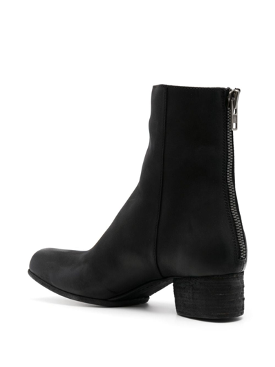 Shop Uma Wang 30mm Zip-up Leather Ankle Boots In Black