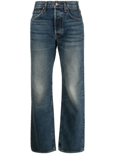 Shop Nili Lotan Washed Straight-leg Jeans In Blue