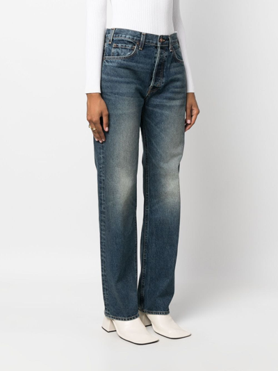 Shop Nili Lotan Washed Straight-leg Jeans In Blue