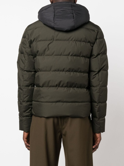 Shop Fay Zip-up Padded Hooded Jacket In Green