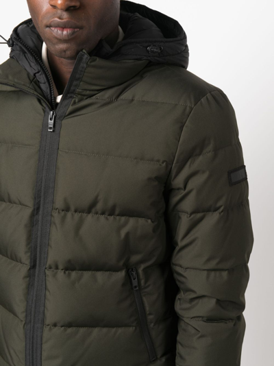 Shop Fay Zip-up Padded Hooded Jacket In Green