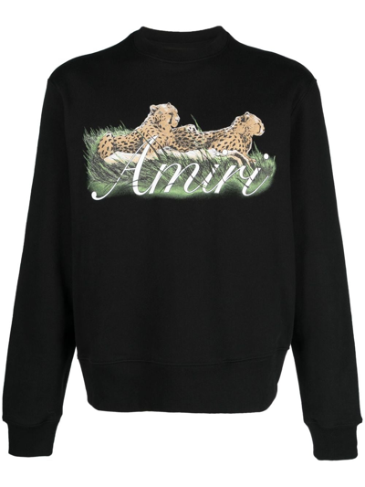 Shop Amiri Cheetah-print Sweatshirt In Black