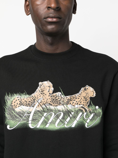 Shop Amiri Cheetah-print Sweatshirt In Black