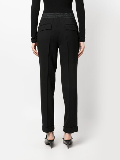 P.a.r.o.s.h Wool Blend Drawstring Trousers With Cuffed Hems In Black