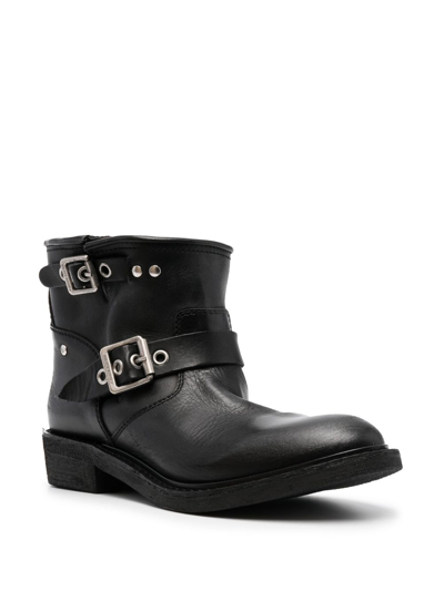 Shop Golden Goose Buckled Leather Ankle Boots In Black