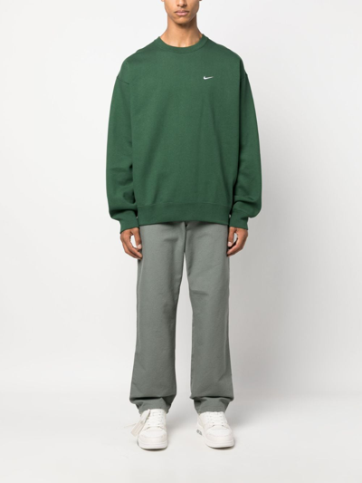 Shop Nike Solo Swish Cotton-blend Sweatshirt In Green