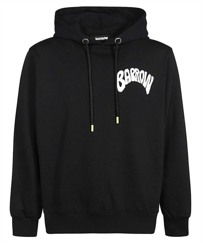 Shop Barrow Logo-print Cotton Hoodie In Black