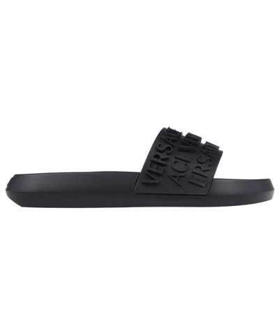 Shop Versace Logo Slide In Black