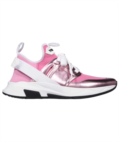 Shop Tom Ford Nylon Mesh Jago Low Top Sneakers In Pink