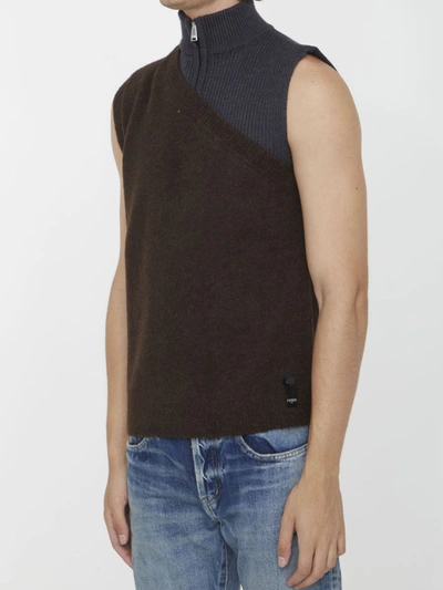 Shop Fendi Alpaca And Wool Vest In Brown