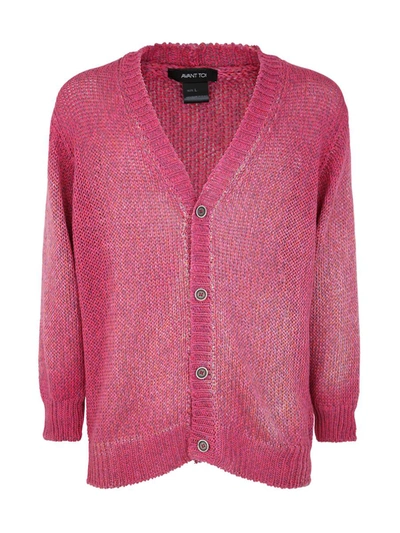 Shop Avant Toi Hand Painted Mouline` Linen/cotton Pullover With Destroyed Edges Clothing In Pink &amp; Purple