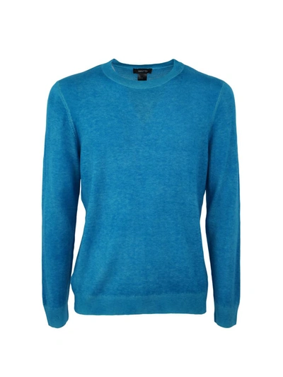 Shop Avant Toi Light Wool Cashmere Round Neck Pullover With Destroyed Edges Clothing In Blue