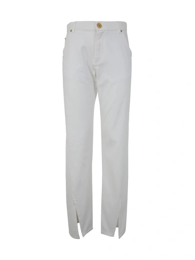 Shop Balmain Hw Slit Straight White Jeans Clothing