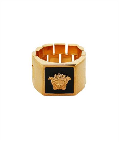 Shop Versace Medusa Enamel Ring In Gold