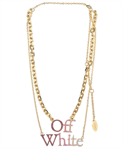 Shop Off-white Logo Pave Necklace In Multicolor