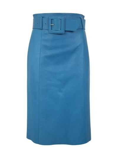 Shop Drm Midi Leather Skirt Clothing In Blue