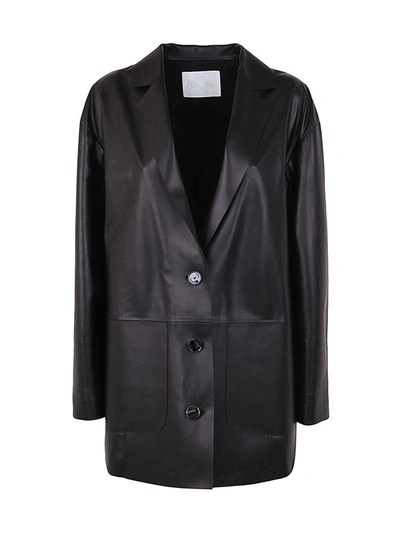 Shop Drm Boxy Leather Blazer Clothing In Black