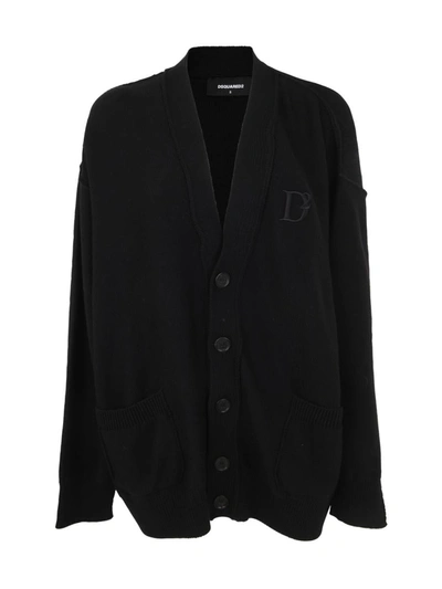Dsquared2 Knit Cardigan Front Pockets In Black