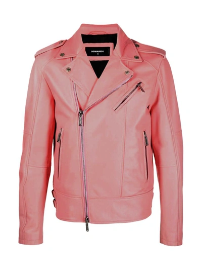 Shop Dsquared2 Kiodo Leather Jacket Clothing In Pink &amp; Purple
