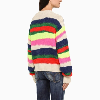 Dsquared2 Multicoloured Striped Crew-neck Sweater In Multicolor