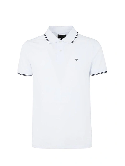 Shop Emporio Armani Short Sleeves Polo Shirt With Stripes On Neck Clothing In White