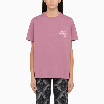 Shop Etro Crew-neck T-shirt With Embroidery In Pink