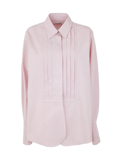Shop Jil Sander Relaxed Fit Tuxedo Shirt With Pleated Plastron Clothing In Pink &amp; Purple