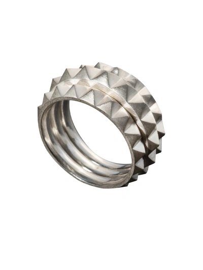 Shop Leony Triple Studded Band Ring Accessories In Metallic