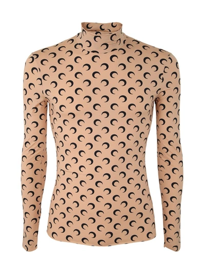 Shop Marine Serre All Over Moon Print Second Skin Top Clothing In Nude &amp; Neutrals