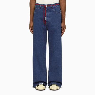 Shop Marni Denim Jeans With A Strap In Light Blue