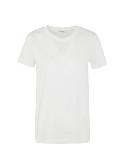 Max Mara Logo-embroidered Cotton T-shirt In White