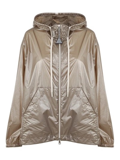 Moncler Tazenat Zip-up Hooded Jacket In Metallic