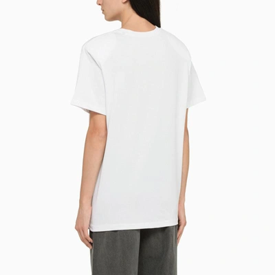 Shop Rotate Birger Christensen Crew-neck T-shirt With Rhinestone Logo In White