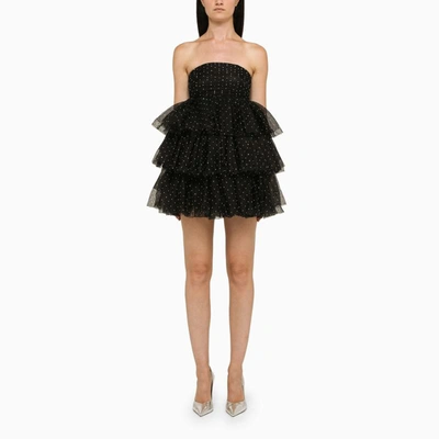 Shop Rotate Birger Christensen Polka Dot Dress With Ruffles In Black