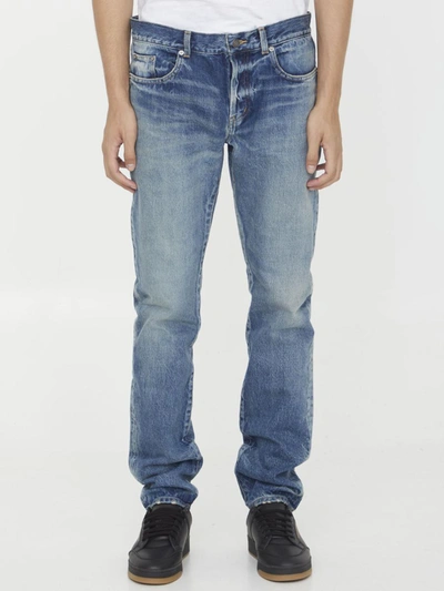Shop Saint Laurent Slim Fit Denim Jeans In Blue
