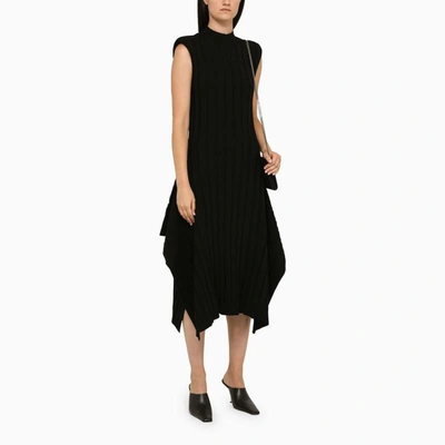Shop Stella Mccartney Asymmetrical Ribbed Dress In Black