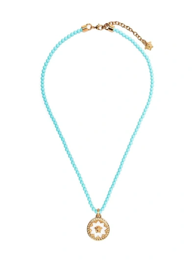 Shop Versace Coral Pendant Necklace Accessories In Metallic