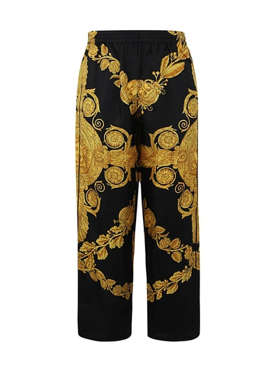 Shop Versace Twill Silk Pajama Pants Heritage Print Detail Clothing In Black