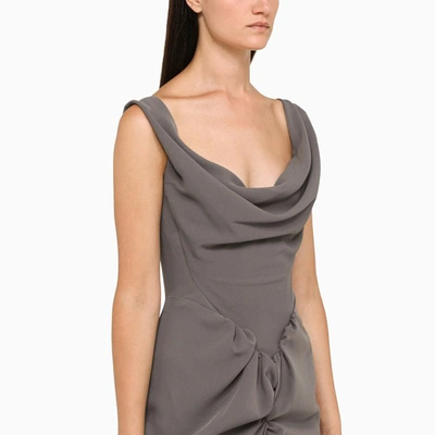 Shop Vivienne Westwood Long Draped Dress In Grey